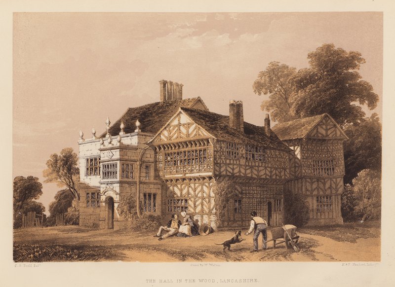The Hall in the Wood, Lancashire (akvatint) af English School