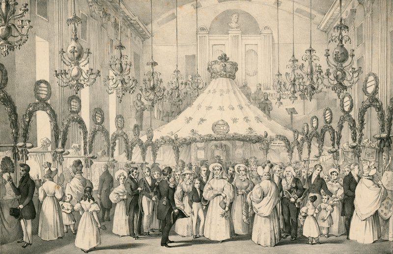 Hanover Square Rooms, da dronning Victoria tog den private udsigt over den smarte messe til hjælp for udlændinge i nød, afholdt den 19. juni 1833 af English School