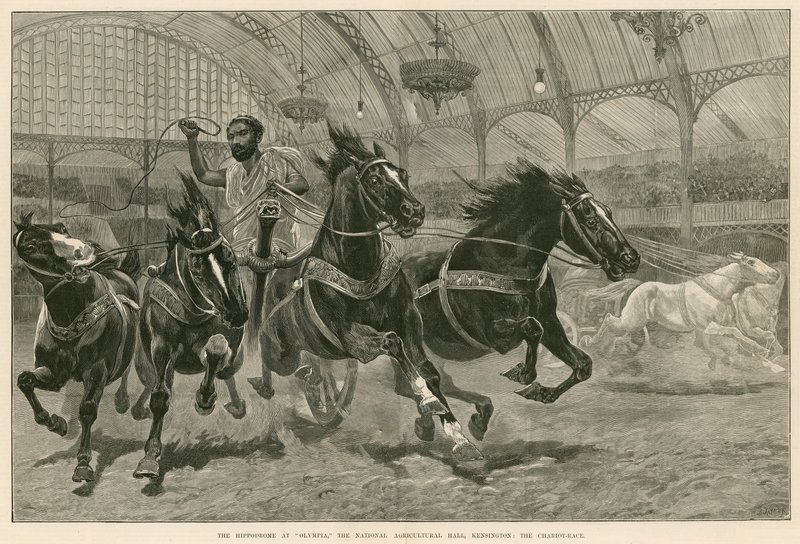 Hippodromen i Olympia, National Agricultural Hall, Kensington, London: The Chariot Race af English School