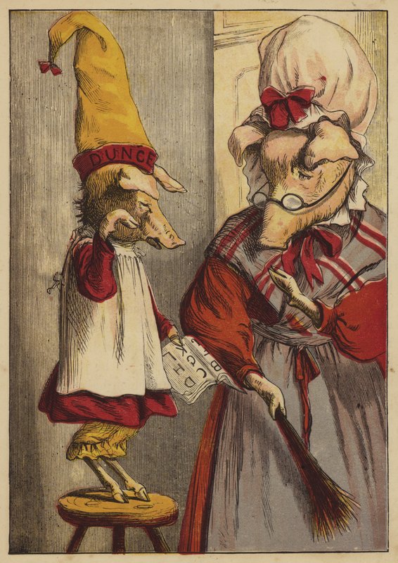 Historien om fem små grise (farvet indgravering) af English School