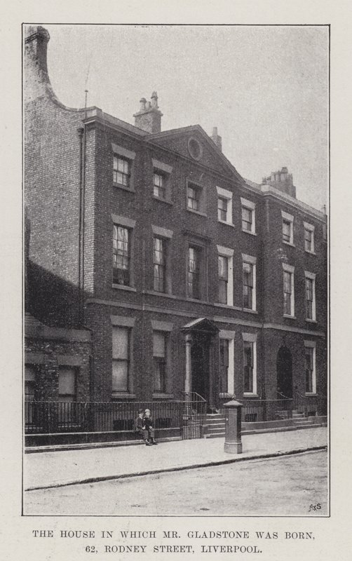 Huset, hvori Mr Gladstone blev født, 62, Rodney Street, Liverpool (gravering) af English School