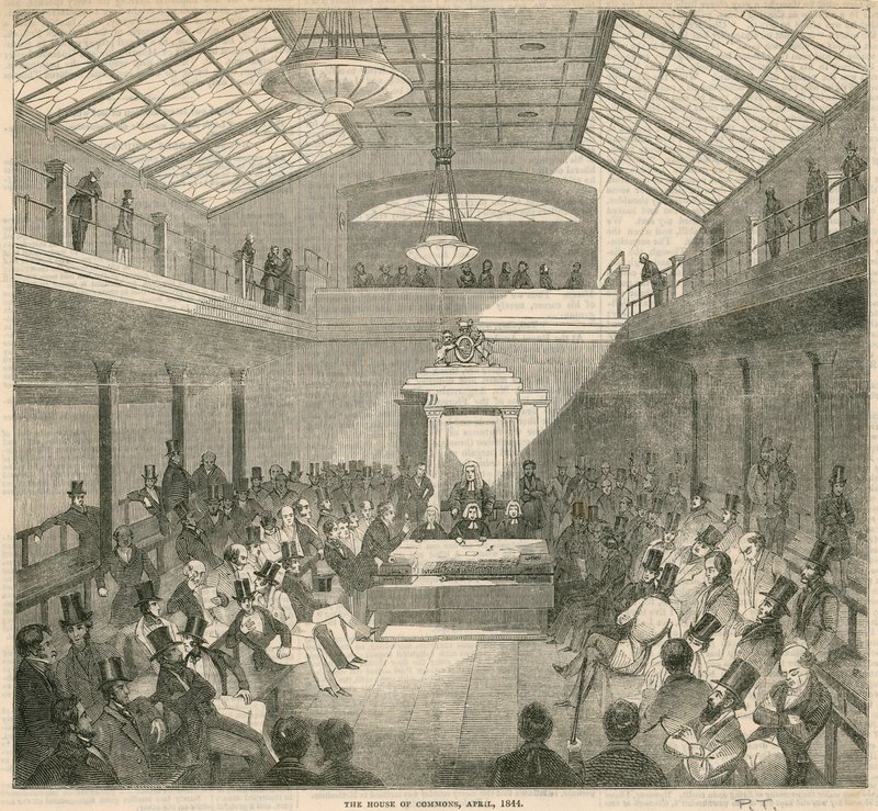 Underhuset, Westminster, London, i april 1844 af English School