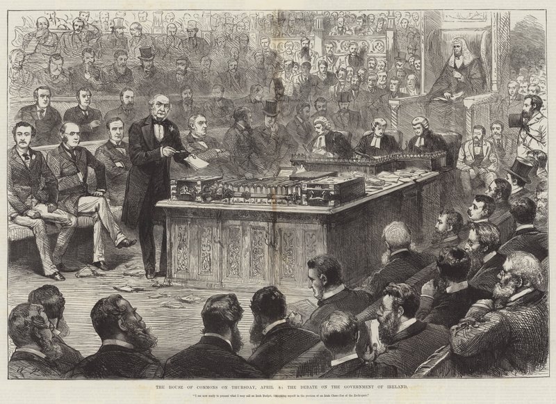 Underhuset torsdag den 8. april, Debatten om Irlands regering (gravering) af English School