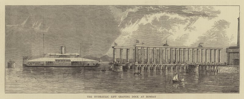 Den hydrauliske løftegrav ved Bombay (gravering) af English School