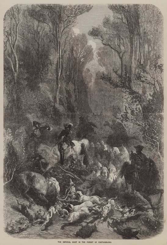 Kejserjagten i Fontainebleau-skoven (gravering) af English School