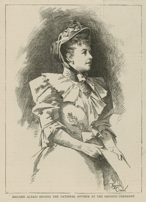 The Imperial Institute: Madame Albani synger nationalsangen ved åbningsceremonien af English School