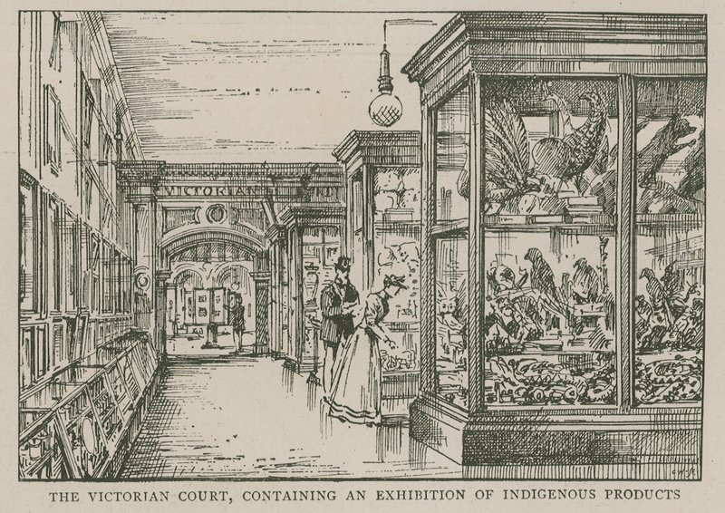 The Imperial Institute: The Victorian Court, der indeholder en udstilling af oprindelige produkter af English School