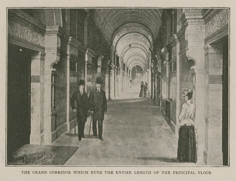 The Imperial Institute: Den store korridor, der strækker sig i hele længden af hovedetagen af English School