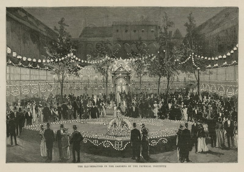 The Imperial Institute: Belysningerne i haverne af English School