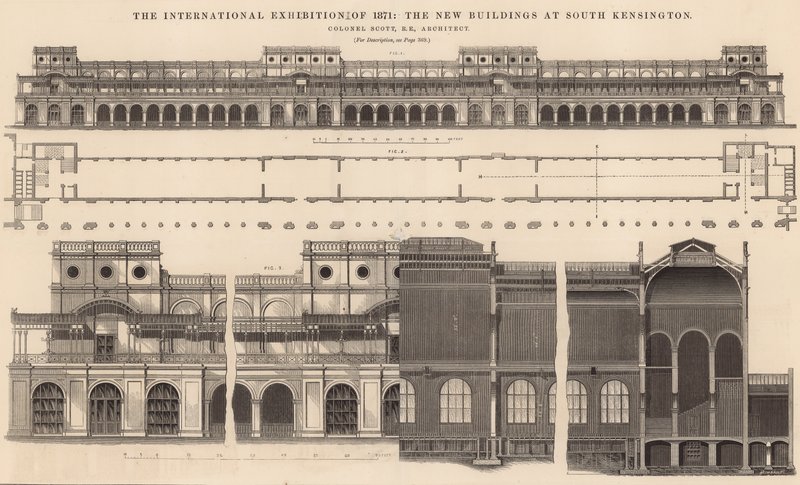 Den internationale udstilling i 1871 - de nye bygninger i South Kensington af English School