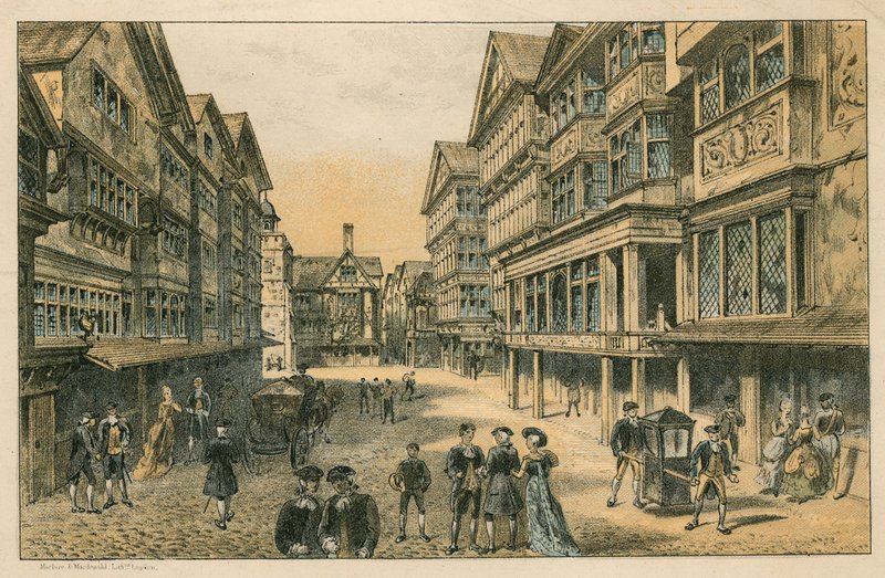 Den internationale sundhedsudstilling i South Kensington, 1884: den gamle London-gade af English School