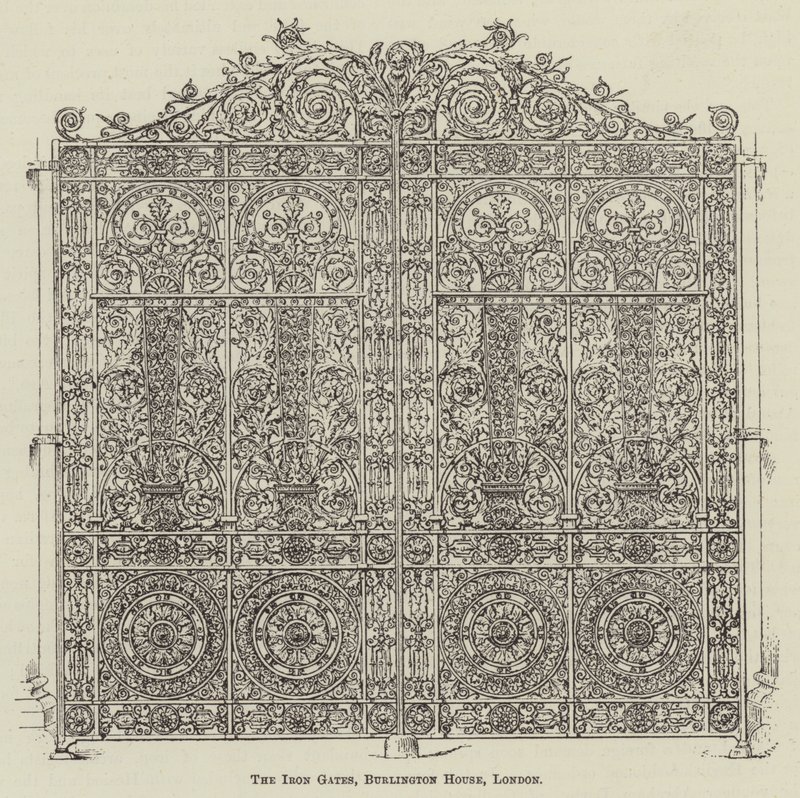 The Iron Gates, Burlington House, London (kobberstik) af English School
