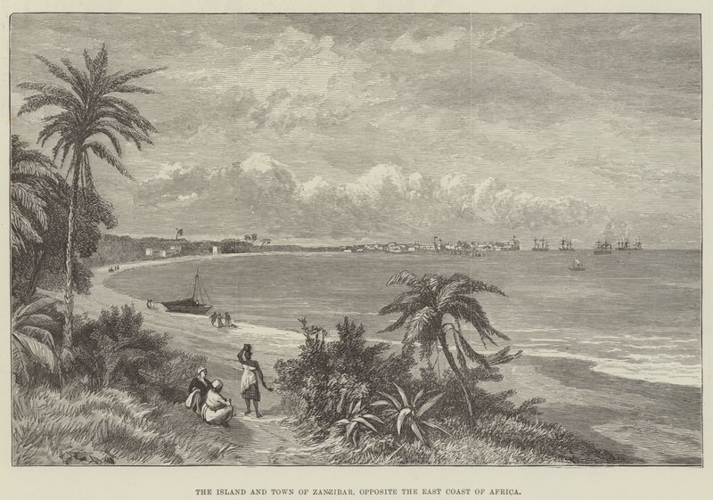 Øen og byen Zanzibar, overfor Afrikas østkyst (gravering) af English School