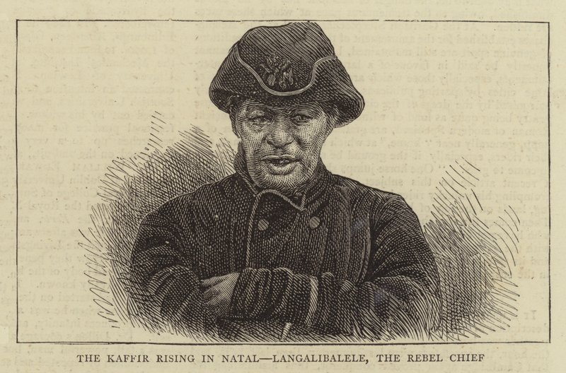 Kaffiren, der rejser sig i Natal, Langalibalele, oprørschefen (gravering) af English School