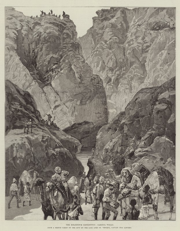 Khartoum Ekspeditionen, Gakdul Wells (gravering) af English School