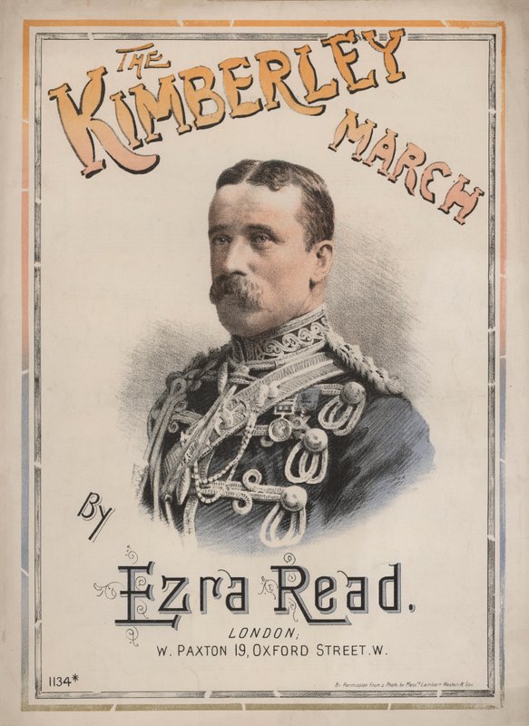 Kimberley March, nodecover med et portræt af general John French (farve litho) af English School