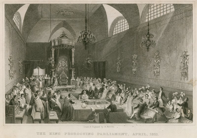 Kongen prorogerede parlamentet i House of Lords, april 1831 af English School