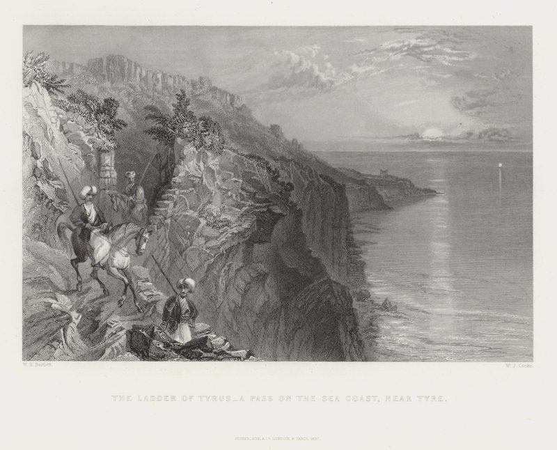 The Ladder of Tyrus - et pas ved havkysten, nær Tyrus af English School