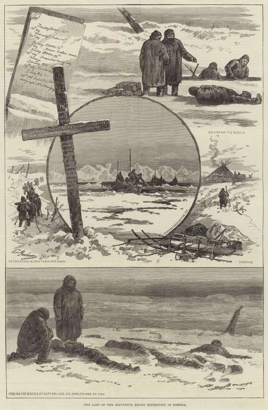 Den sidste af Jeannette Arctic Expedition i Sibirien (gravering) af English School