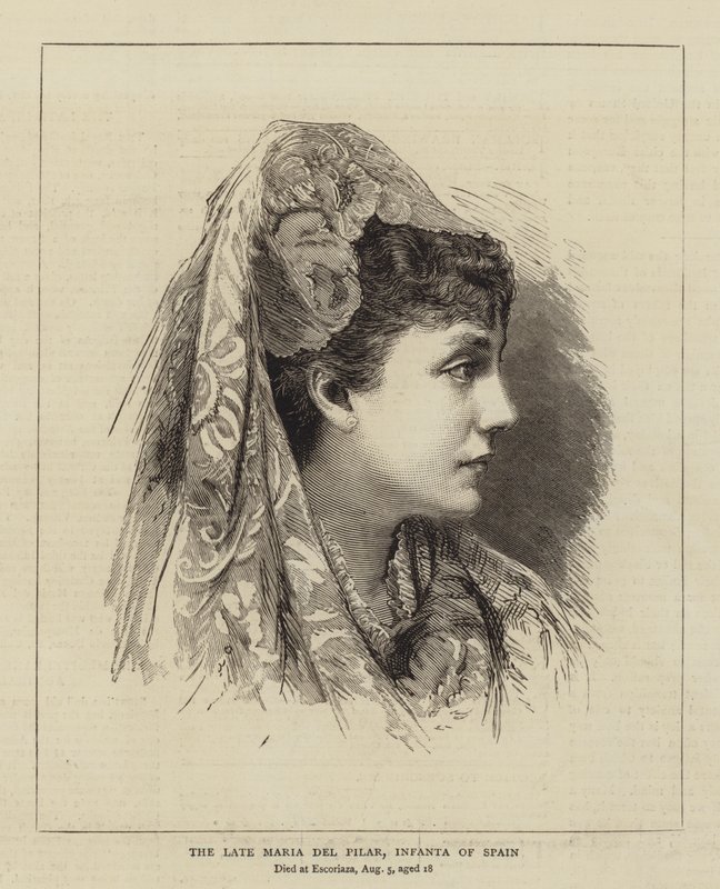 The Late Maria del Pilar, Infanta af Spanien (gravering) af English School
