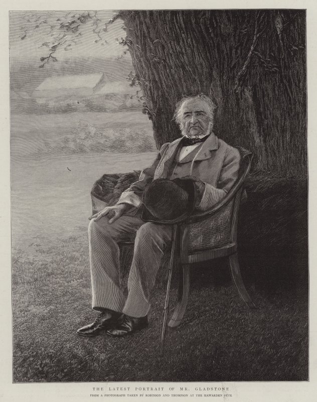 De seneste portrætter af hr. Gladstone (gravering) af English School
