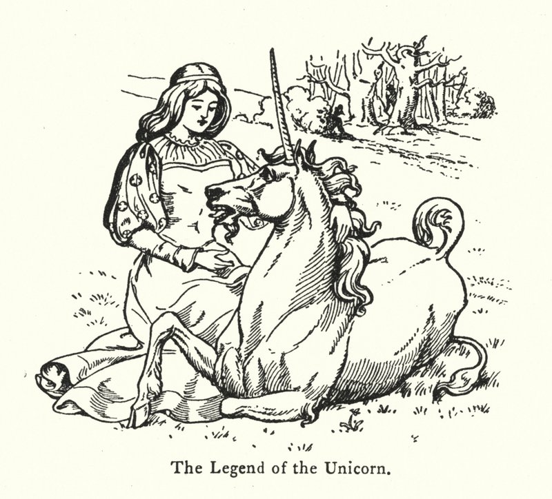 The Legend of the Unicorn (gravering) af English School