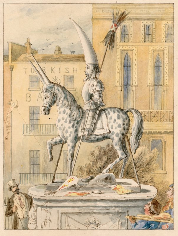 Leicester Square-statuen 17. oktober 1866 af English School