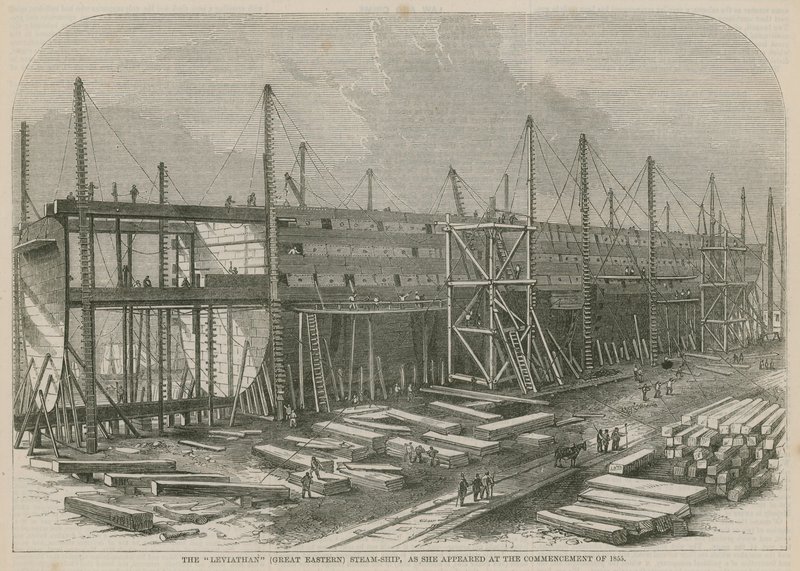 Leviathan (Great Eastern) dampskibet, som det dukkede op ved begyndelsen af 1855 af English School