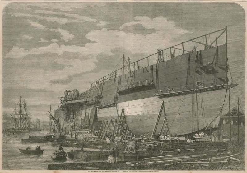 Leviathan i gården ved Millwall, London, før lanceringen af English School