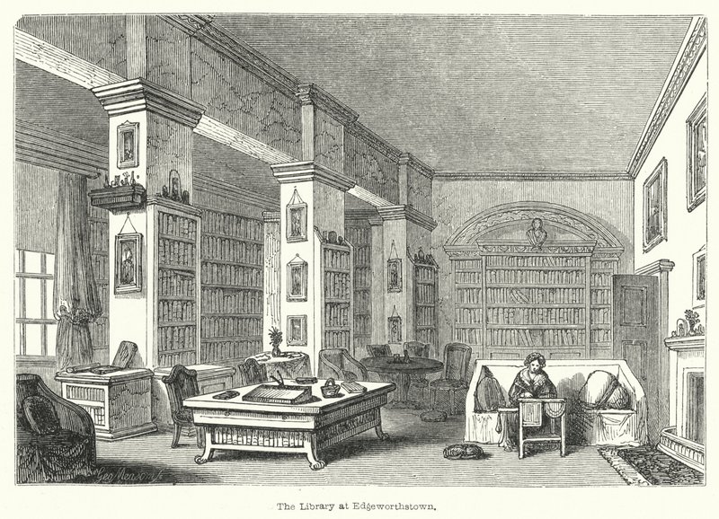 The Library at Edgeworthstown (gravering) af English School