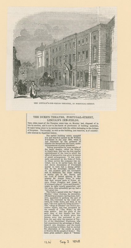 Lincolns Inn Fields Theatre i Portugal Street af English School