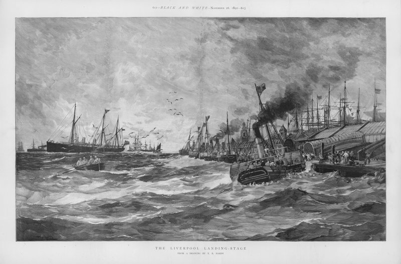 Liverpools landingsplads, Merseyside (litho) af English School