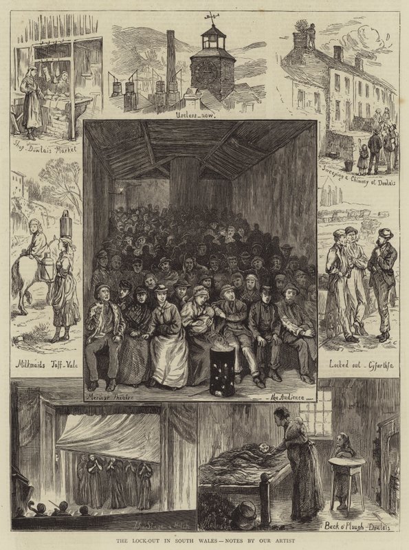 The Lock-Out in South Wales, noter af vores kunstner (gravering) af English School
