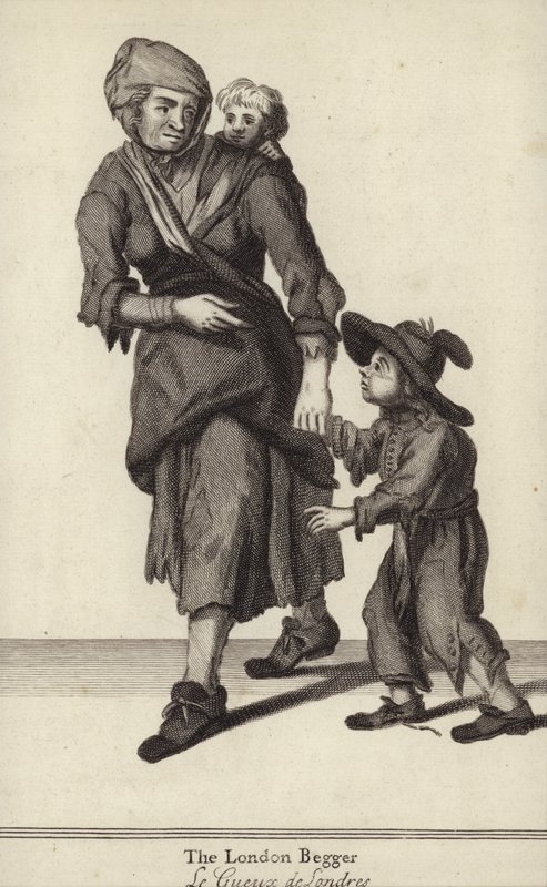 The London Beggar (gravering) af English School