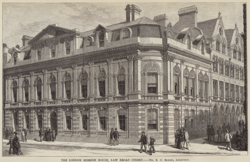 London Mission House, New Broad Street (gravering) af English School