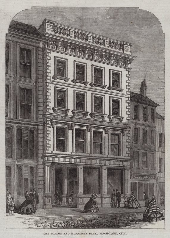London og Middlesex Bank, Finch-Lane, City (gravering) af English School