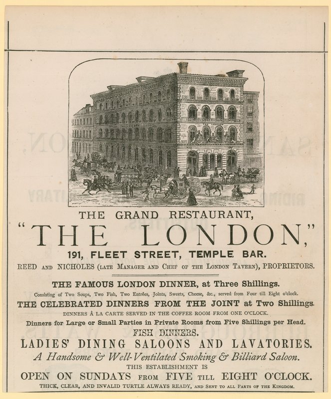 The London, restaurant, 191 Fleet Street, Temple Bar af English School