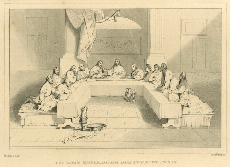 Herrens nadver, Matthæus XXVI, Markus XIV, Lukas XXII, Johannes XIII af English School