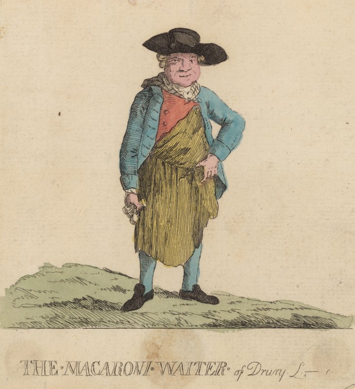 Makaronitjeneren fra Drury Lane, London af English School