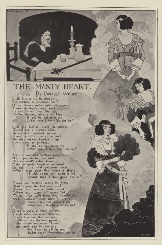 The Manly Heart, af George Wither (litho) af English School