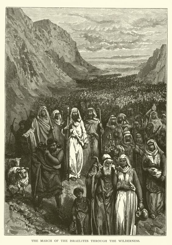 Israelitternes march gennem ørkenen (gravering) af English School