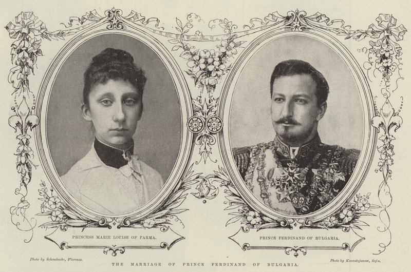 Prins Ferdinand af Bulgariens ægteskab (gravering) af English School