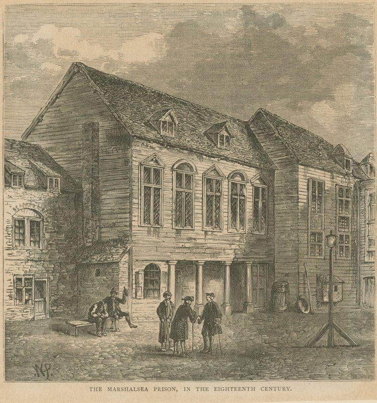 Marshalsea-fængslet i det attende århundrede af English School