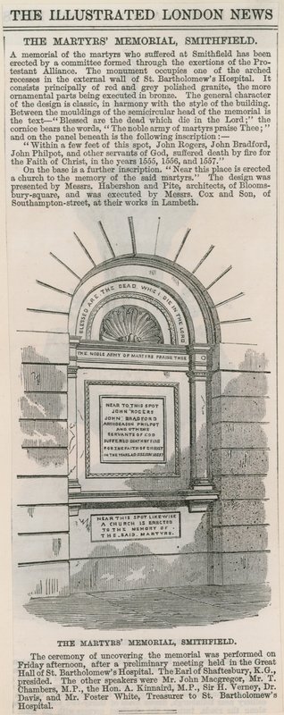 The Martyrs Memorial, Smithfield af English School