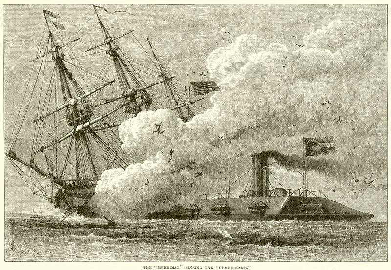 Merrimac sænker Cumberland af English School