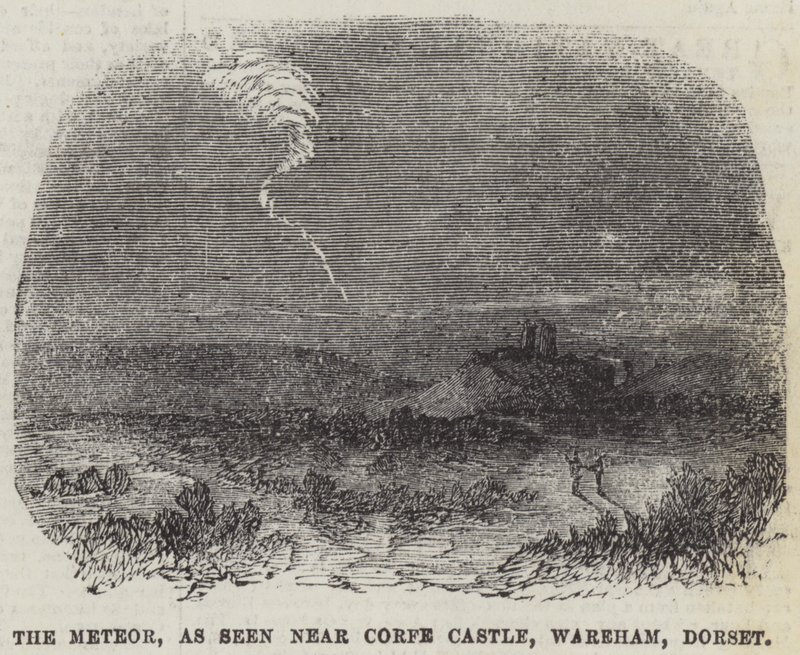 Meteoren, som set nær Corfe Castle, Wareham, Dorset (gravering) af English School