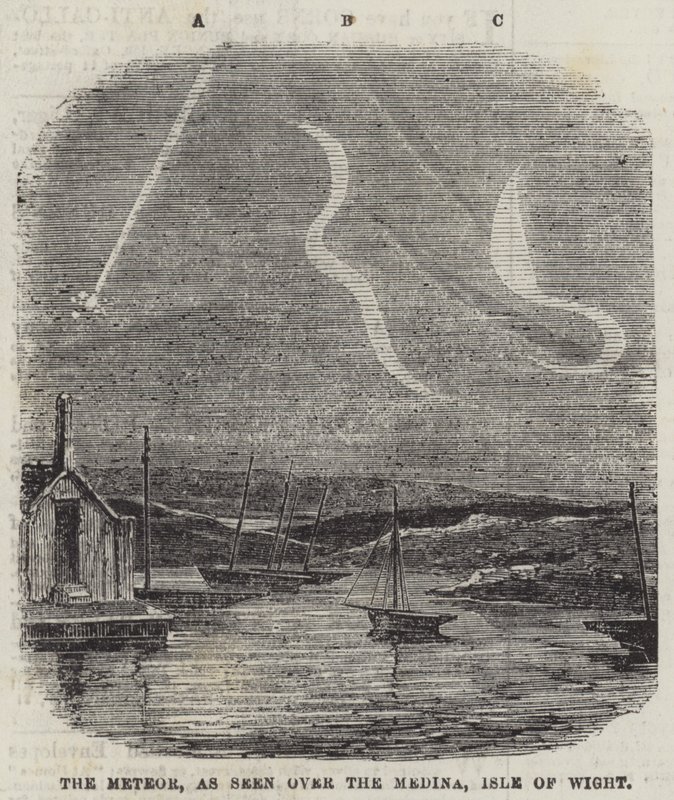 Meteoren, set over Medinaen, Isle of Wight (gravering) af English School
