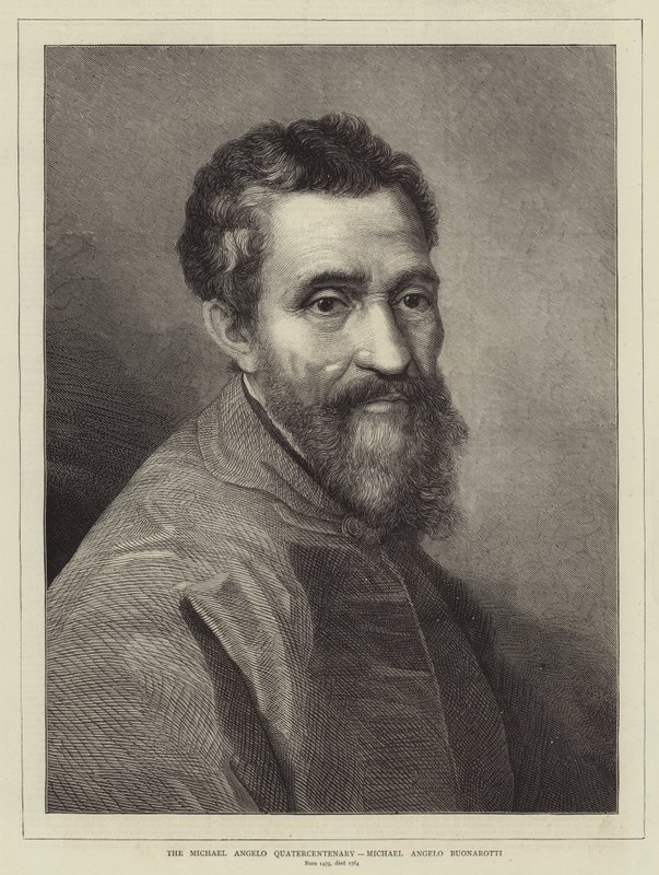 Michelangelo Quatercentenary, Michelangelo Buonarroti (gravering) af English School