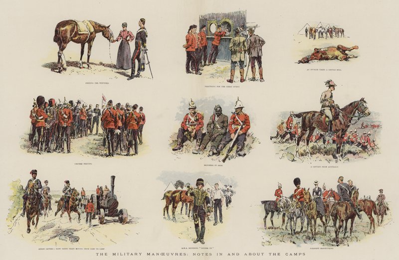 De militære manøvrer, noter i og om lejrene (chromolitho) af English School