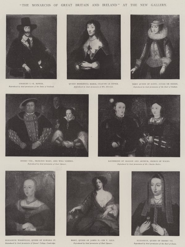 "The Monarchs of Great Britain and Ireland" på New Gallery (litho) af English School